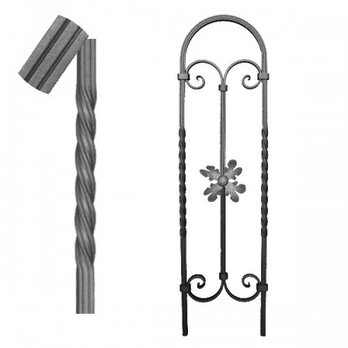 Wrought iron striped heavy bar 650-36